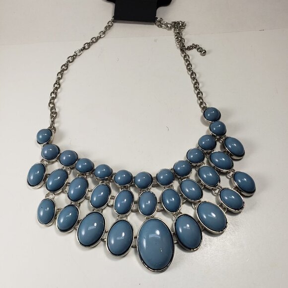 RSVP - Silver-tone Blue Grayish color Stone Statement Necklace, 18+4-in - Women - Picture 6 of 8